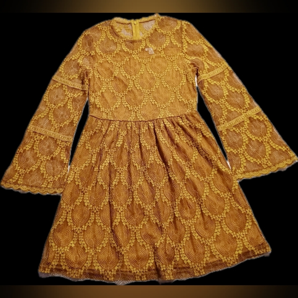 Xhilaration Mustard Lace Accent Dress